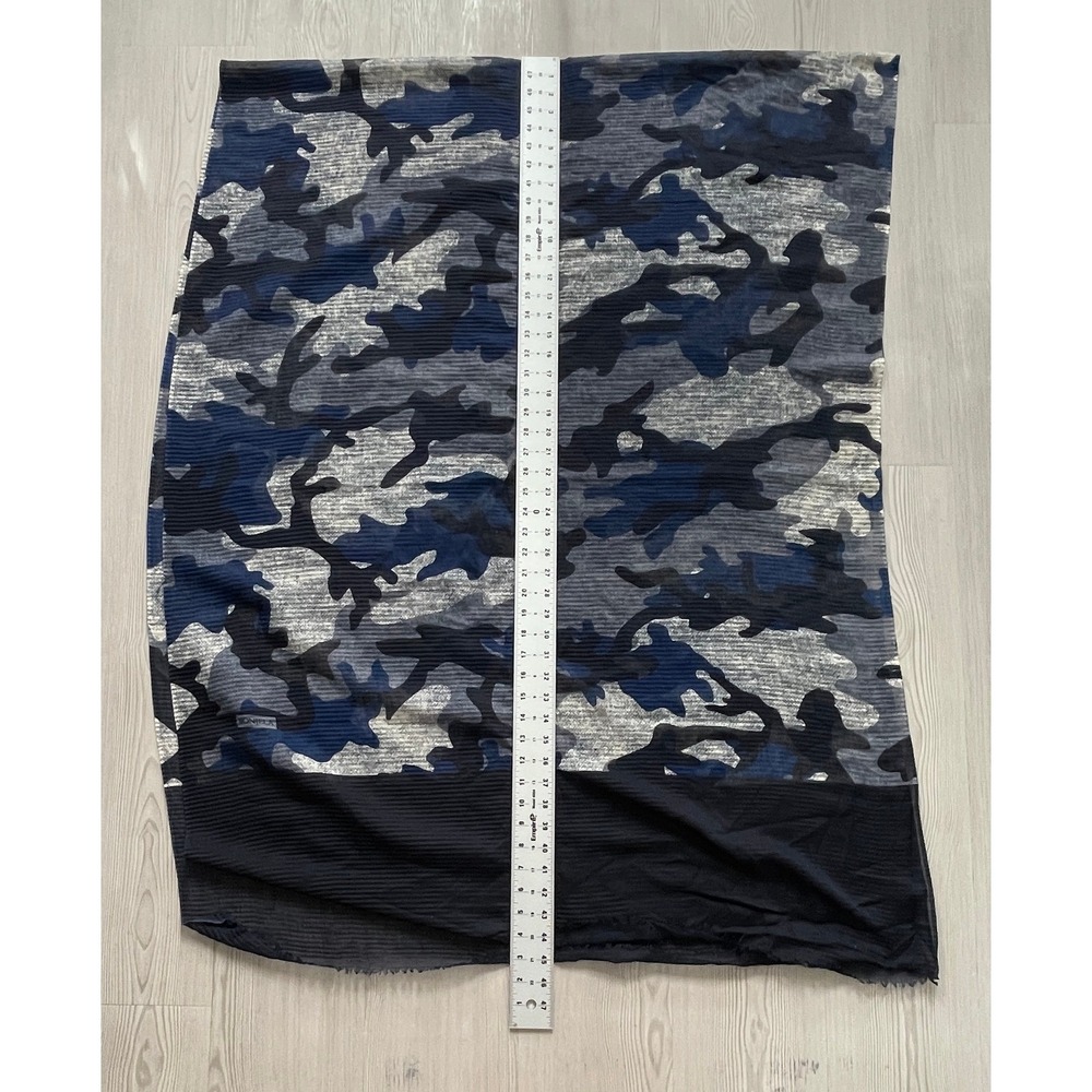 Blue Camo Sheer Scarf Lightweight Shawl Gorpcore Streetwear Statement Fall Wrap - Picture 7 of 8